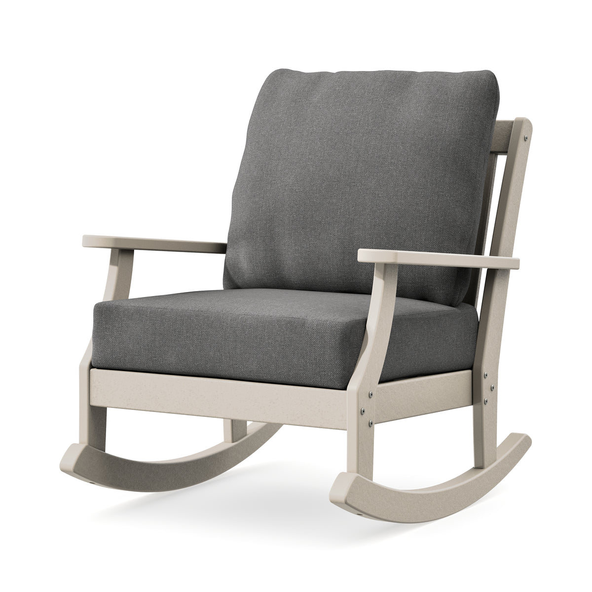 POLYWOOD Braxton Deep Seating Rocking Chair in Sand / Ash Charcoal