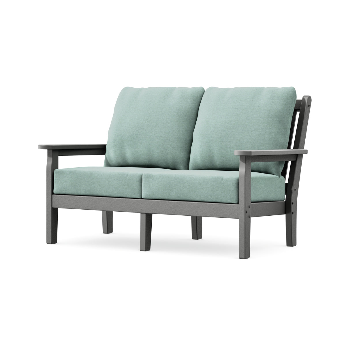 POLYWOOD Chippendale Deep Seating Loveseat in Slate Grey / Glacier Spa