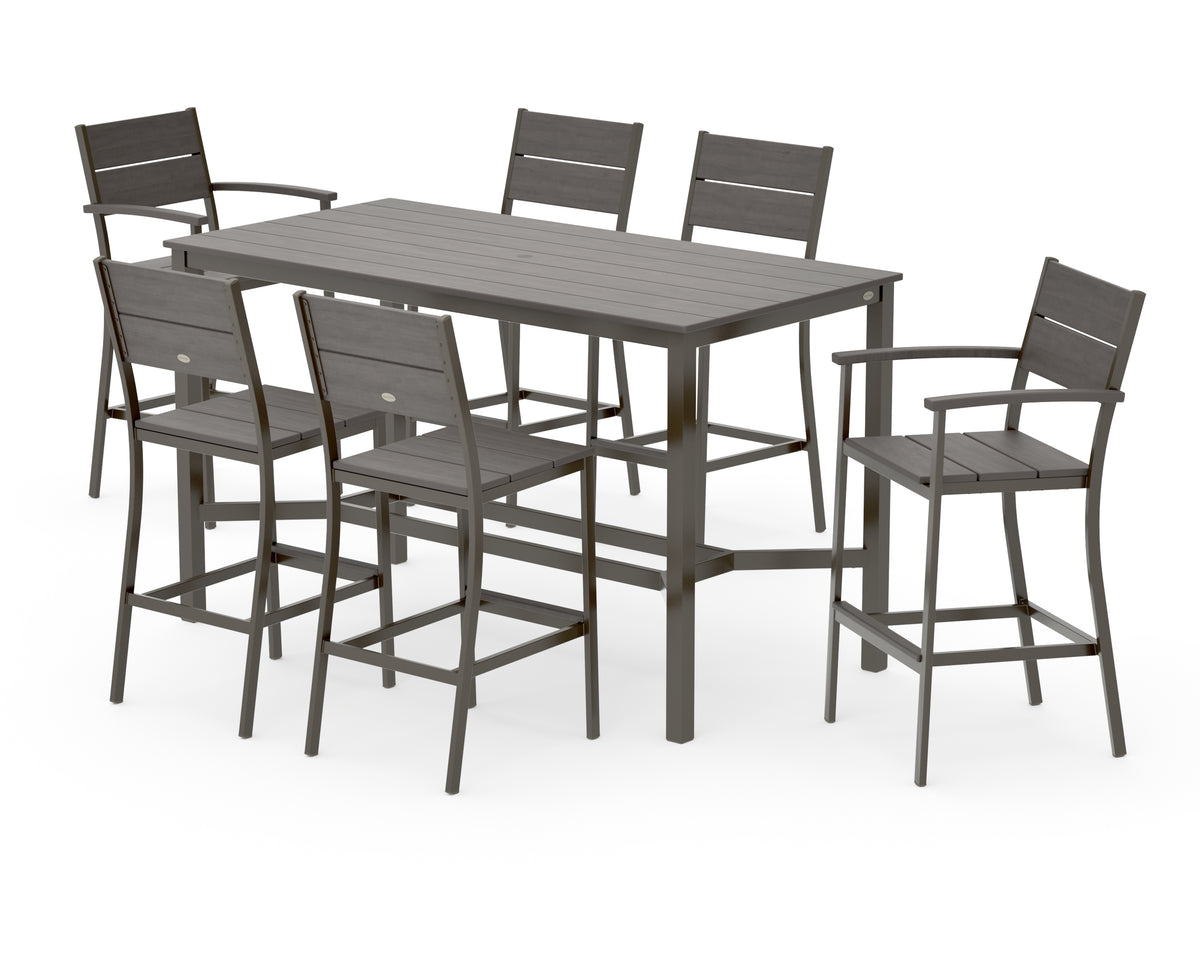 POLYWOOD Main Street 7-Piece Bar Set in Bronze / Driftwood