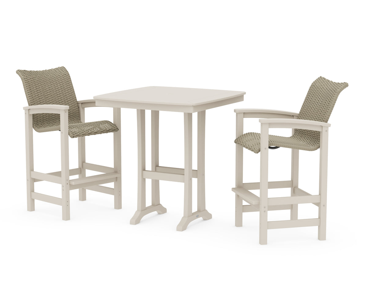 POLYWOOD Coastal Woven 3-Piece Bar Set in Sand / Dune Grass