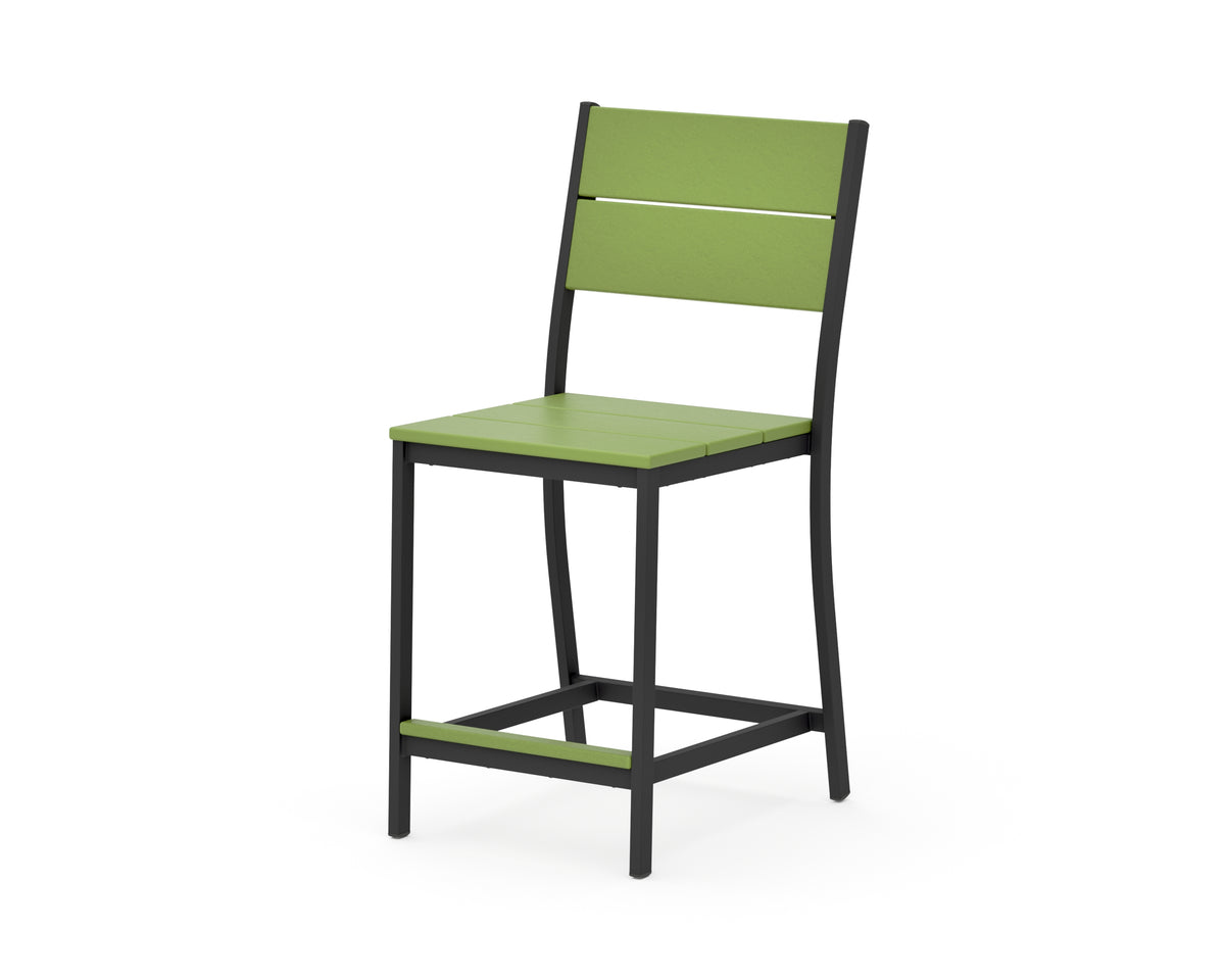POLYWOOD Main Street Counter Side Chair in Black / Lime