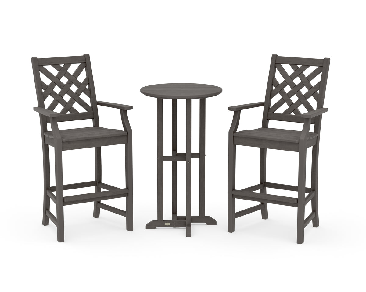 POLYWOOD Country Living Wovendale 3-Piece Farmhouse Bar Set in Driftwood