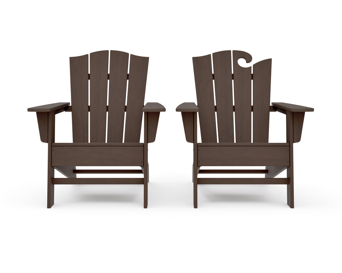POLYWOOD Wave 2-Piece Adirondack Chair Set with The Crest Chair in Kona