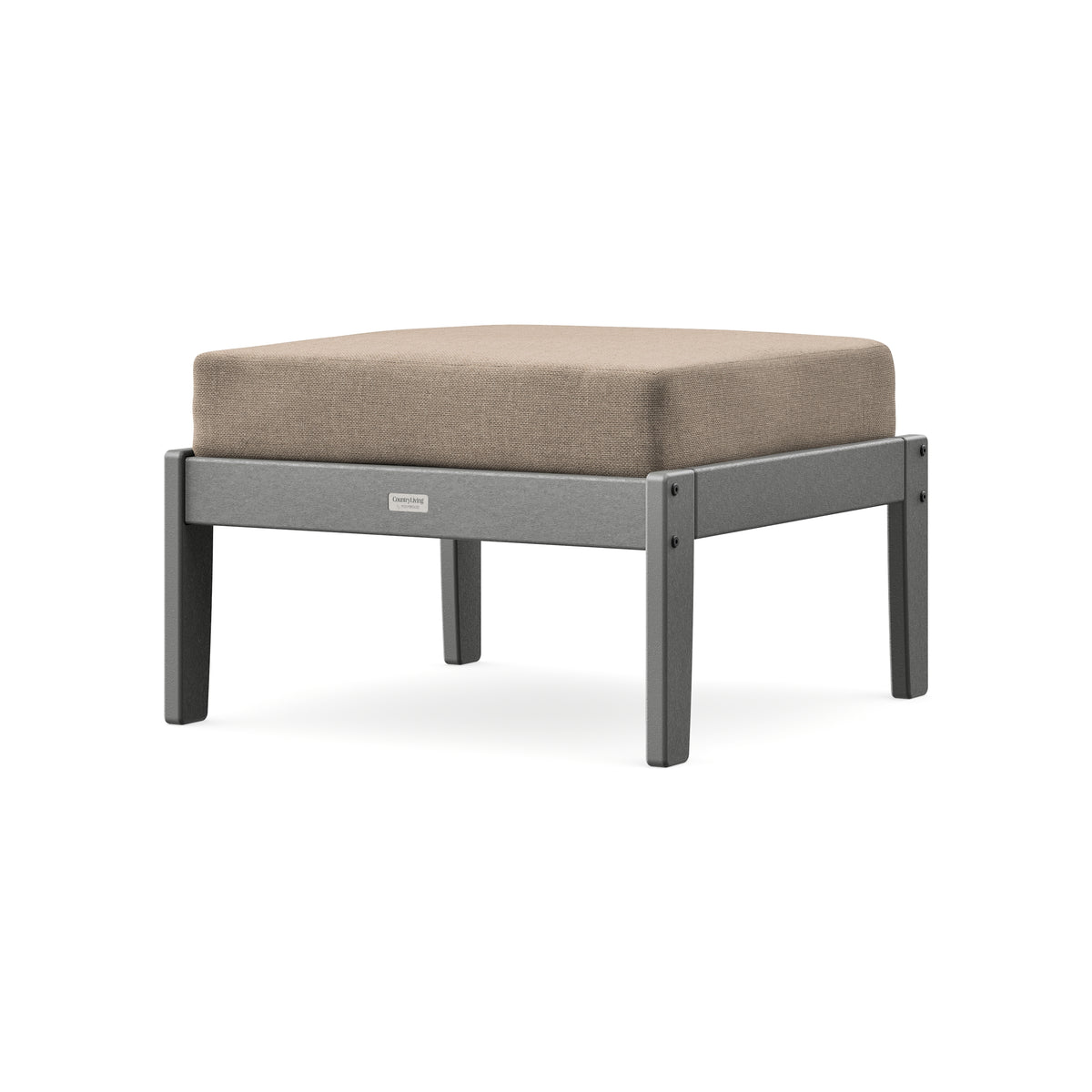 POLYWOOD Cottage Deep Seating Ottoman in Slate Grey / Spiced Burlap