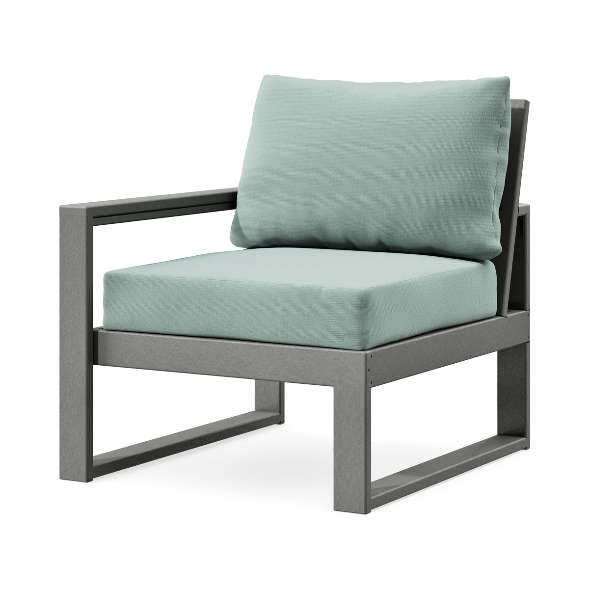 POLYWOOD EDGE Modular Left Arm Chair in Slate Grey / Spa