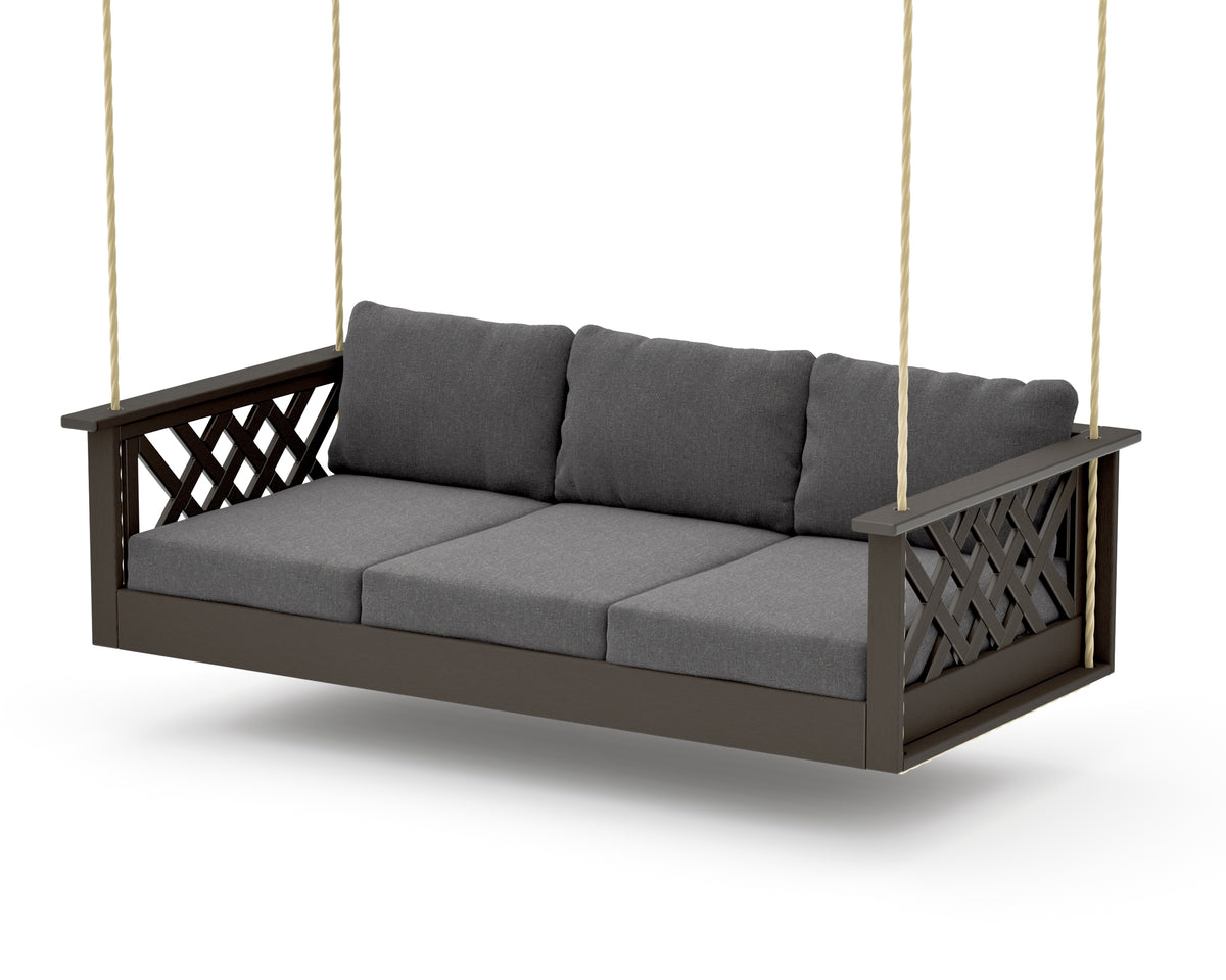 POLYWOOD Wovendale Daybed Swing in Vintage Coffee / Ash Charcoal
