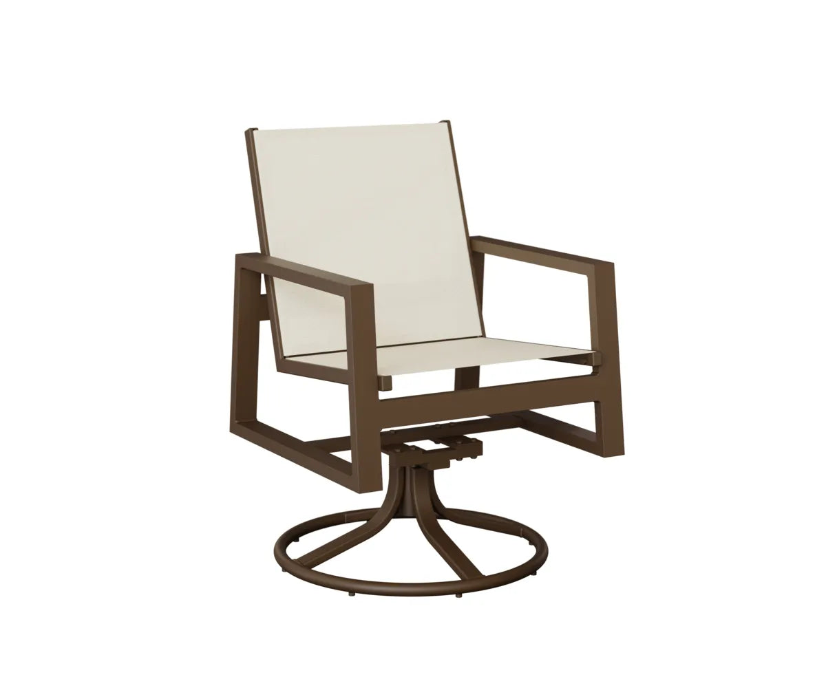 Berlin Gardens Vida Sling Swivel Rocker Dining Chair in Mesquite Wood Vein