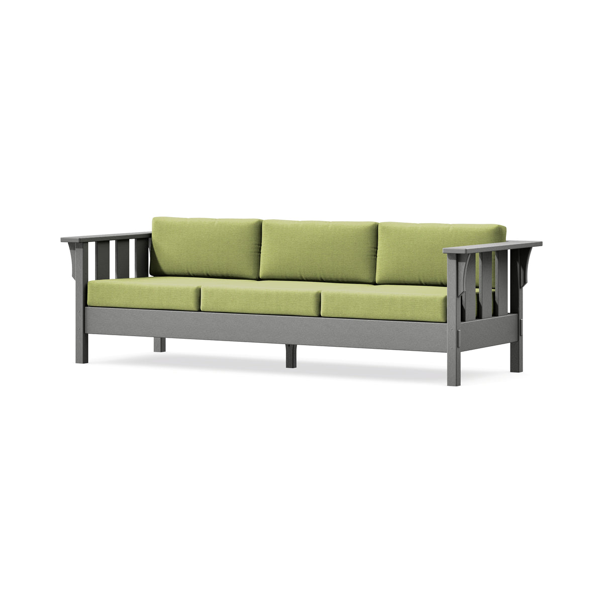 POLYWOOD Acadia Deep Seating Sofa in Slate Grey / Chartreuse Boucle