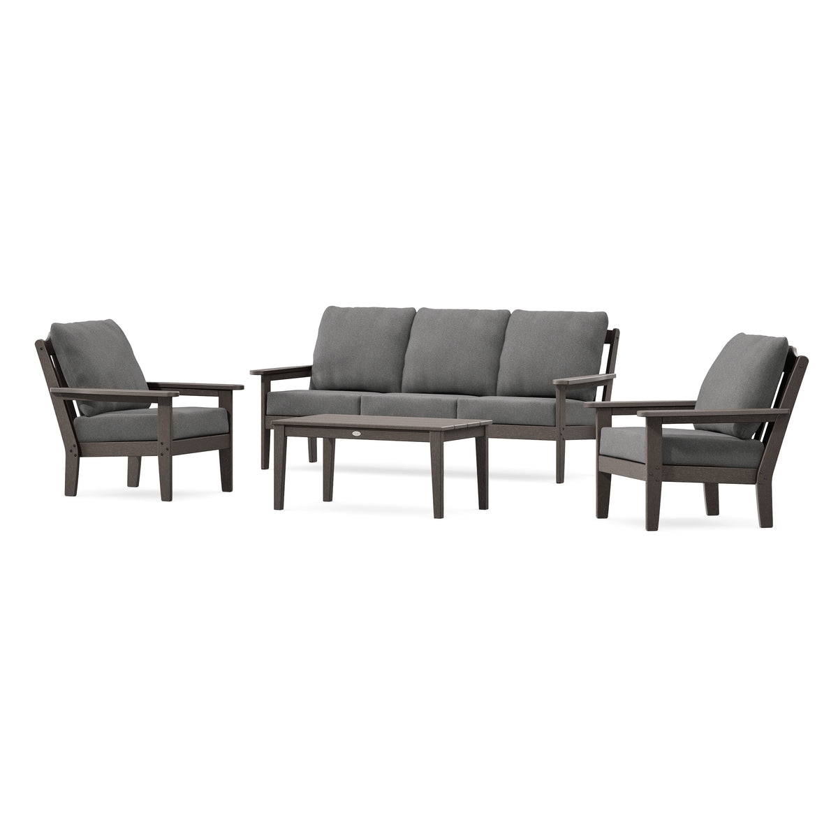 POLYWOOD Country Living Cottage 4-Piece Deep Seating Set with Sofa in Vintage Coffee