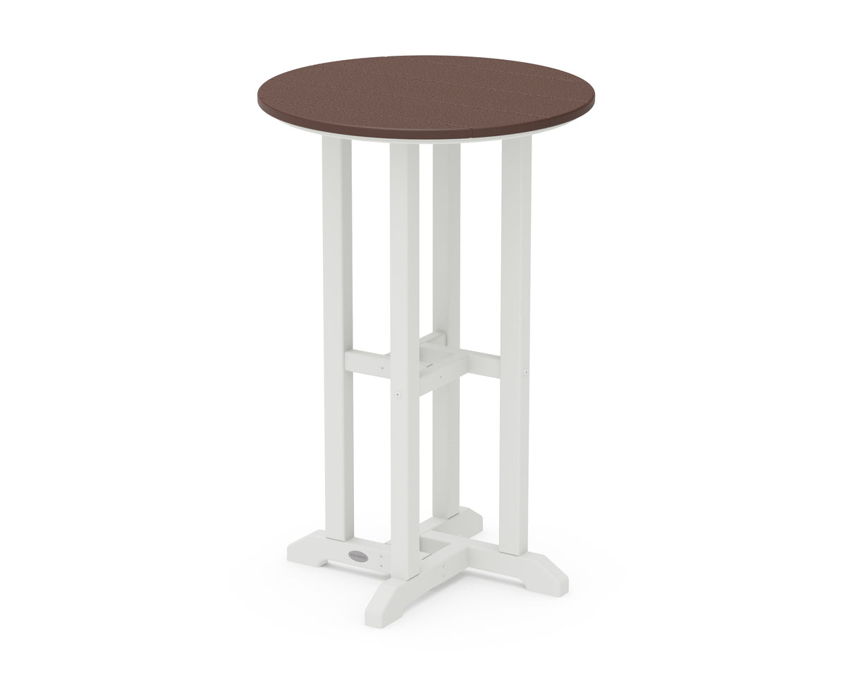 POLYWOOD Contempo 24" Round Counter Table in White / Mahogany