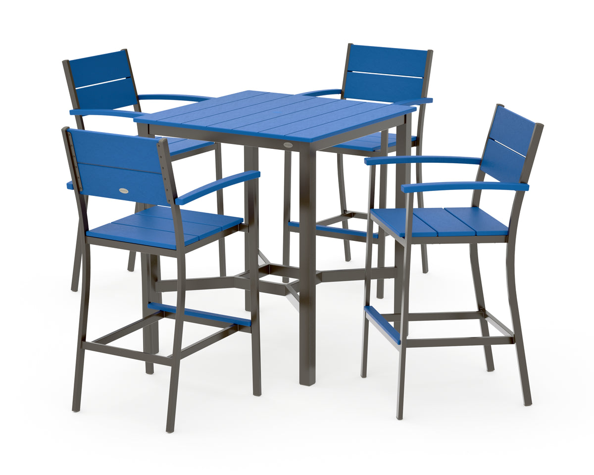 POLYWOOD Main Street 5-Piece Bar Set in Bronze / Pacific Blue