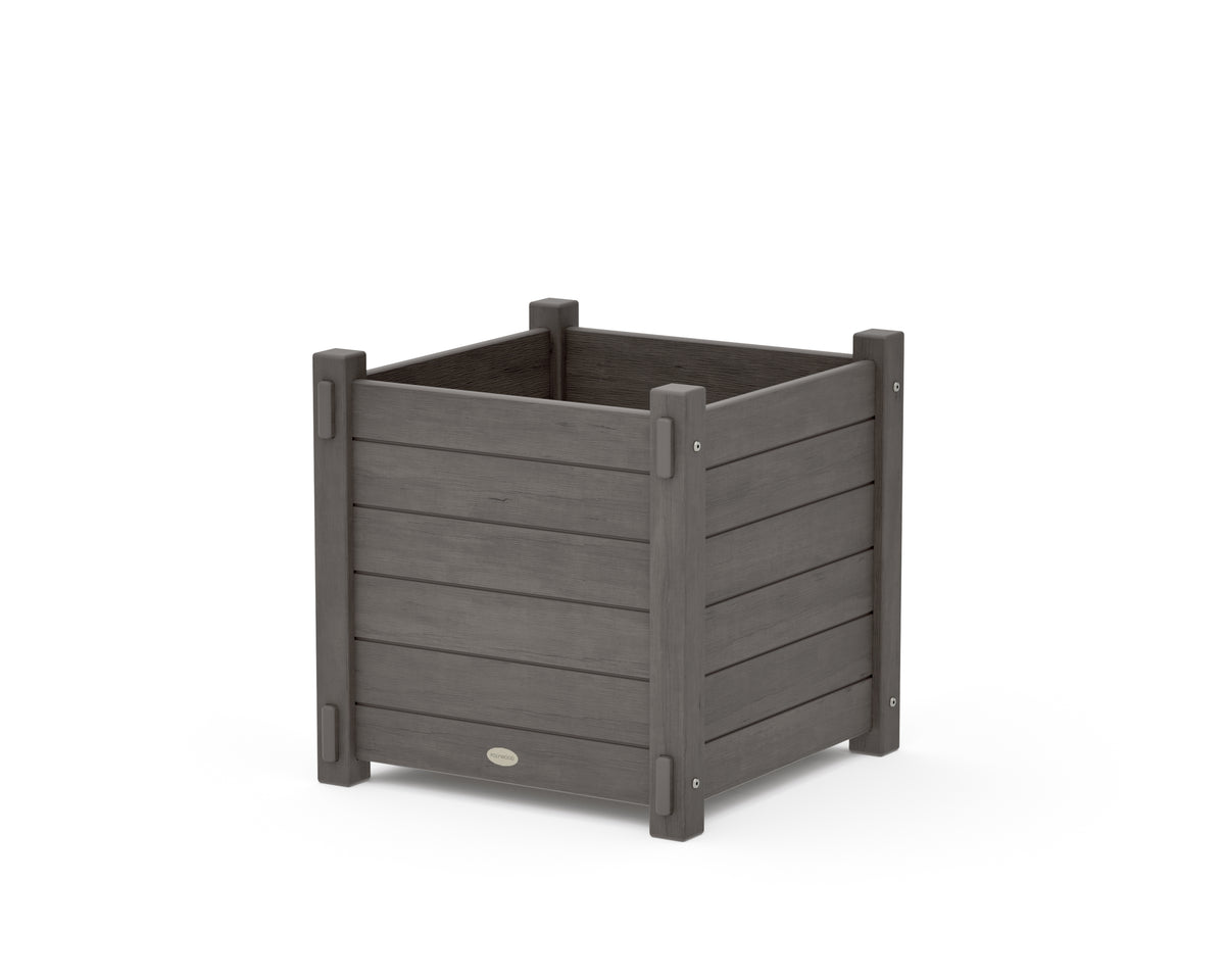 POLYWOOD Nautical Large Square Planter Box in Driftwood