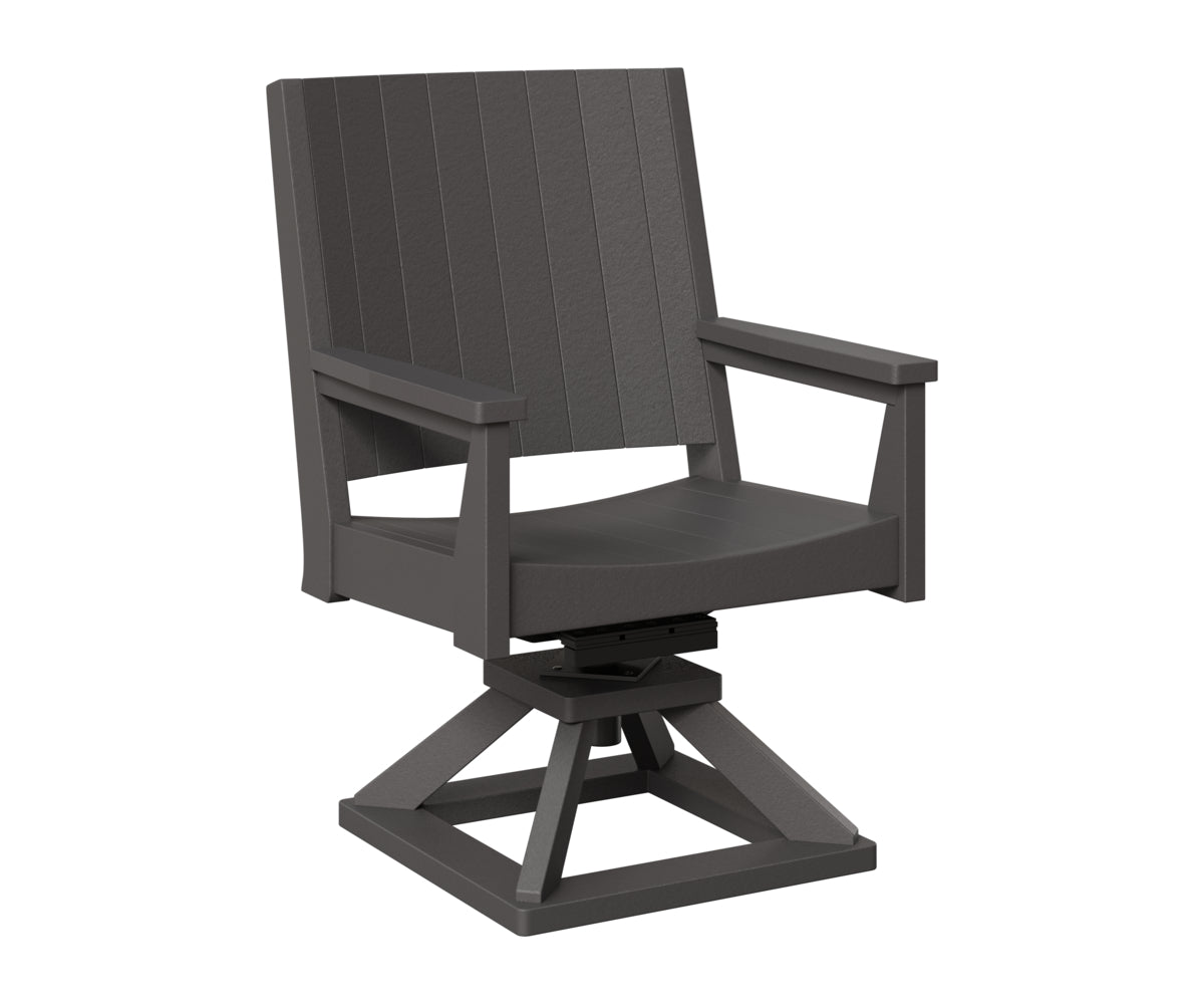 Berlin Gardens Mayhew Chat Swivel Rocker Dining Chair in Smoke Gray