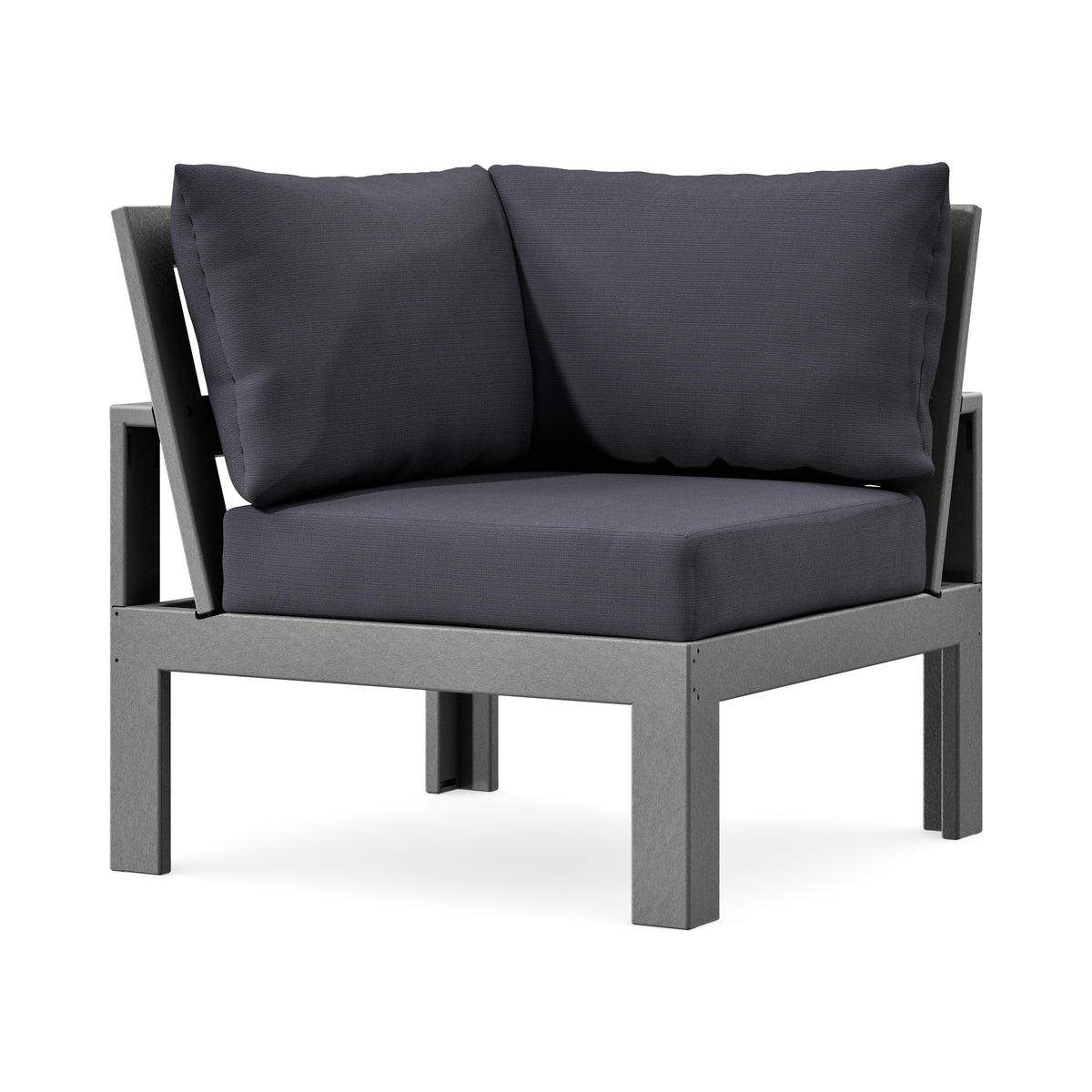 POLYWOOD Modular Corner Chair in Slate Grey / Midnight Linen