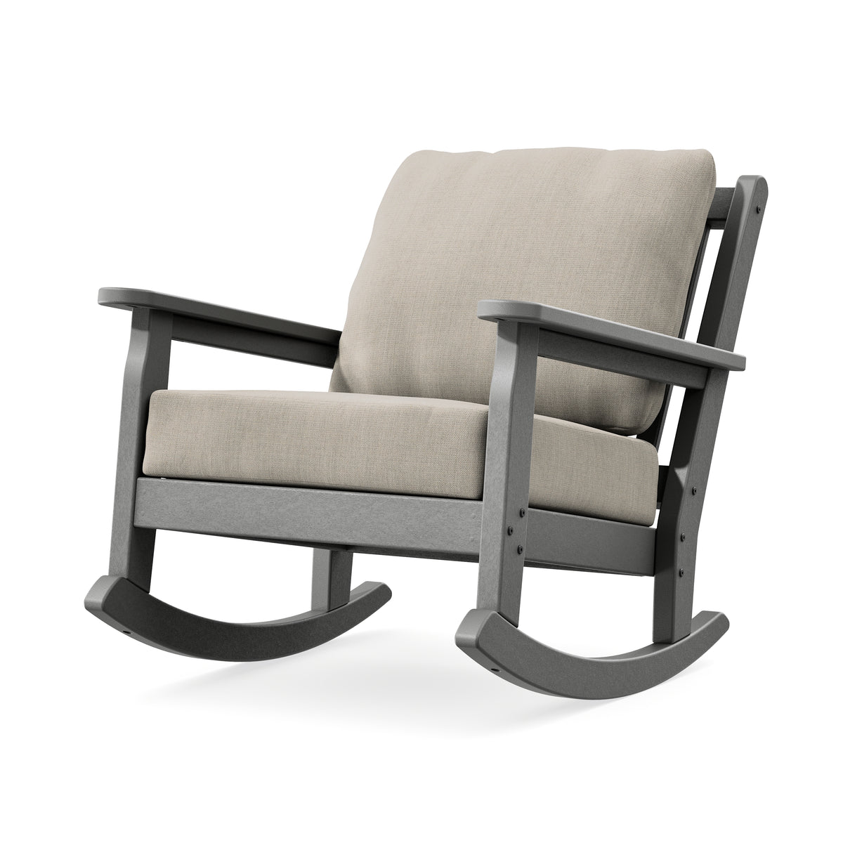 POLYWOOD Chippendale Deep Seating Rocking Chair in Slate Grey / Cast Ash