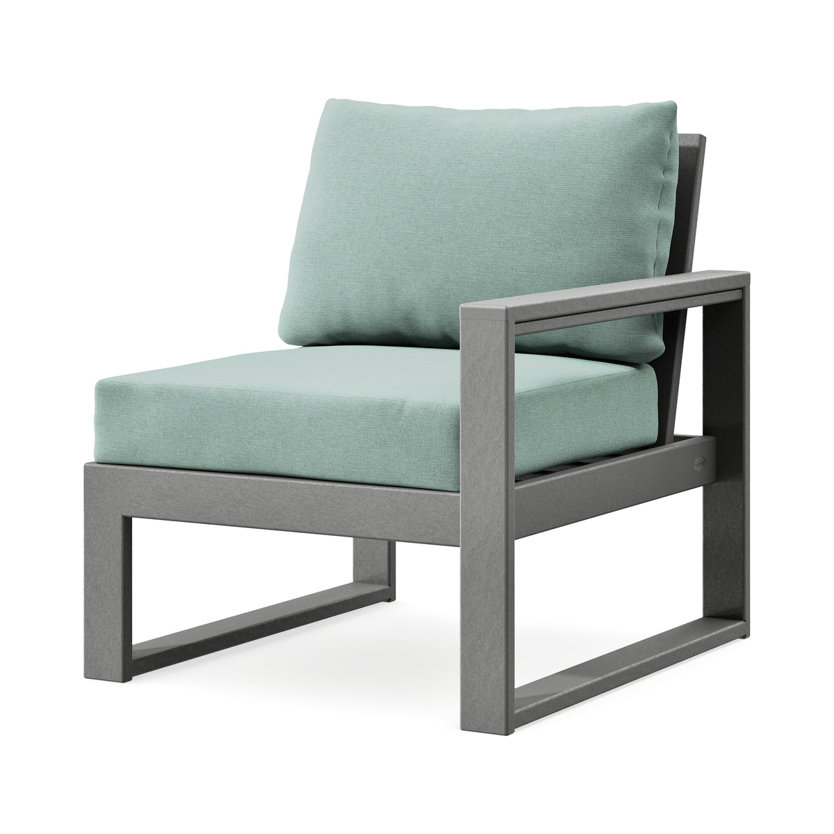 POLYWOOD EDGE Modular Right Arm Chair in Slate Grey / Glacier Spa