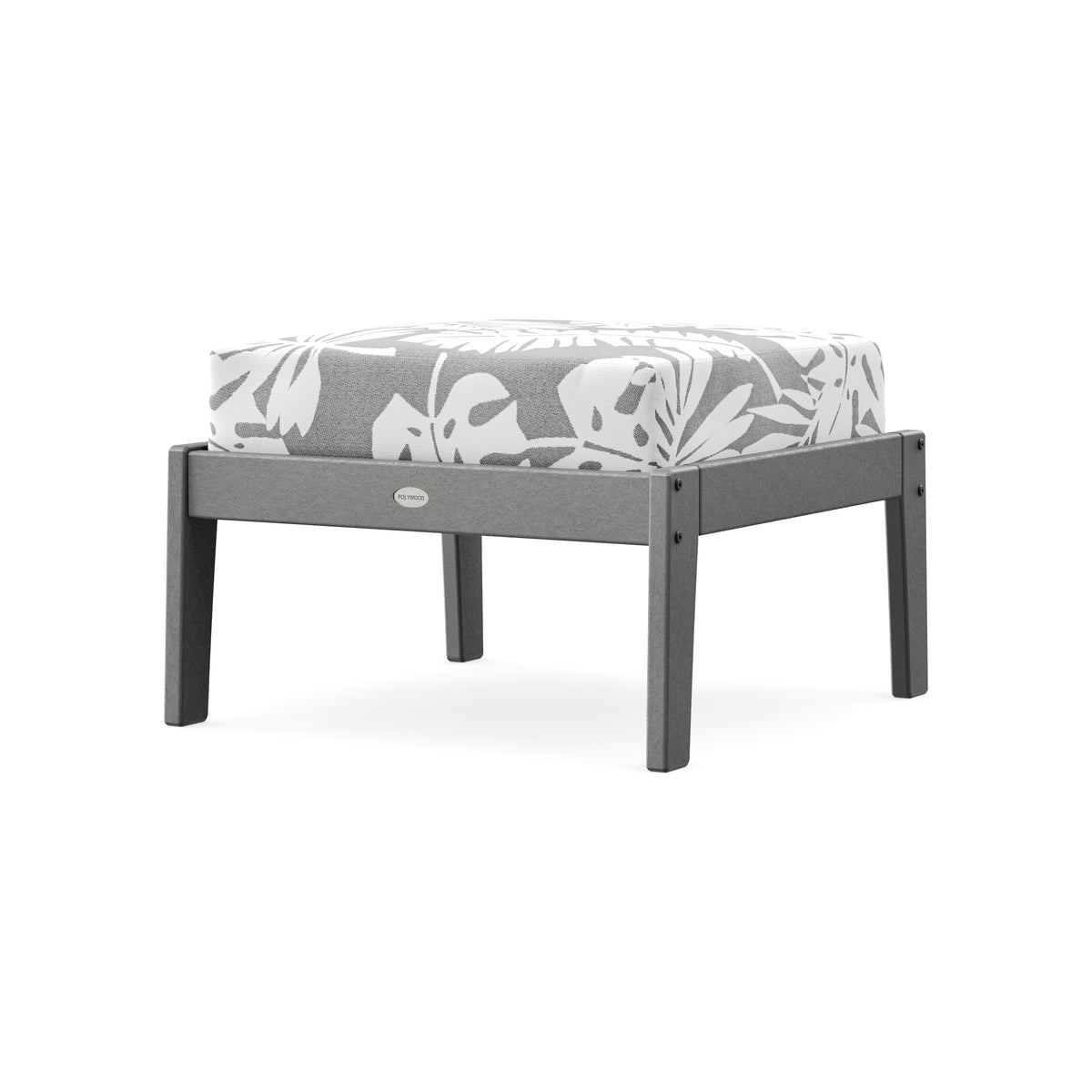 POLYWOOD Lakeside Deep Seating Ottoman in Slate Grey / Leaf Grey Mist