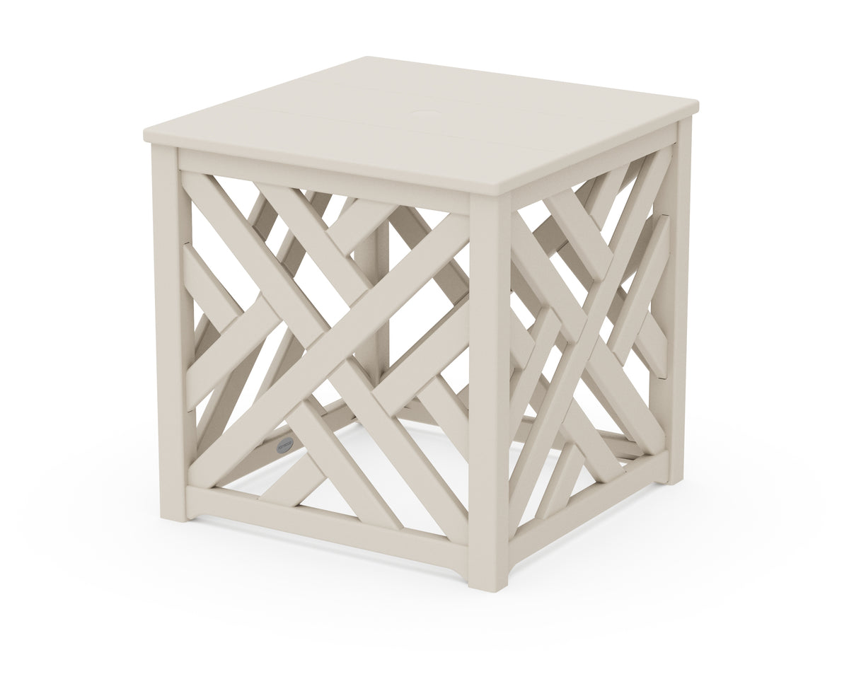 POLYWOOD Chippendale Umbrella Stand Accent Table in Sand