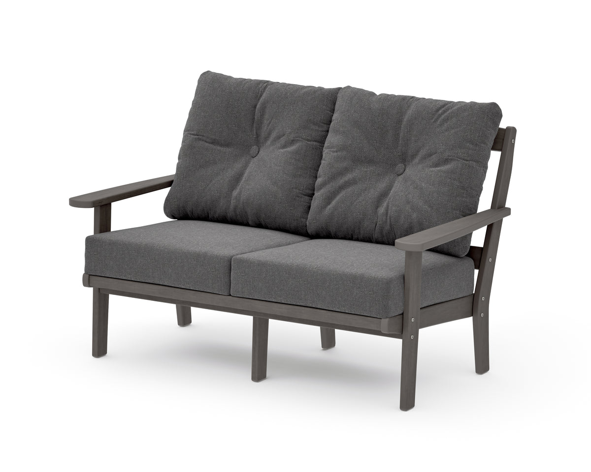POLYWOOD Mission Deep Seating Loveseat in Driftwood / Ash Charcoal