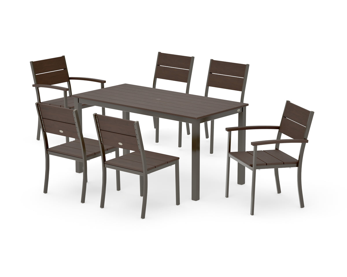 POLYWOOD Main Street 7-Piece Dining Set with Main Street 30 x 60 Dining Table in Bronze / Kona