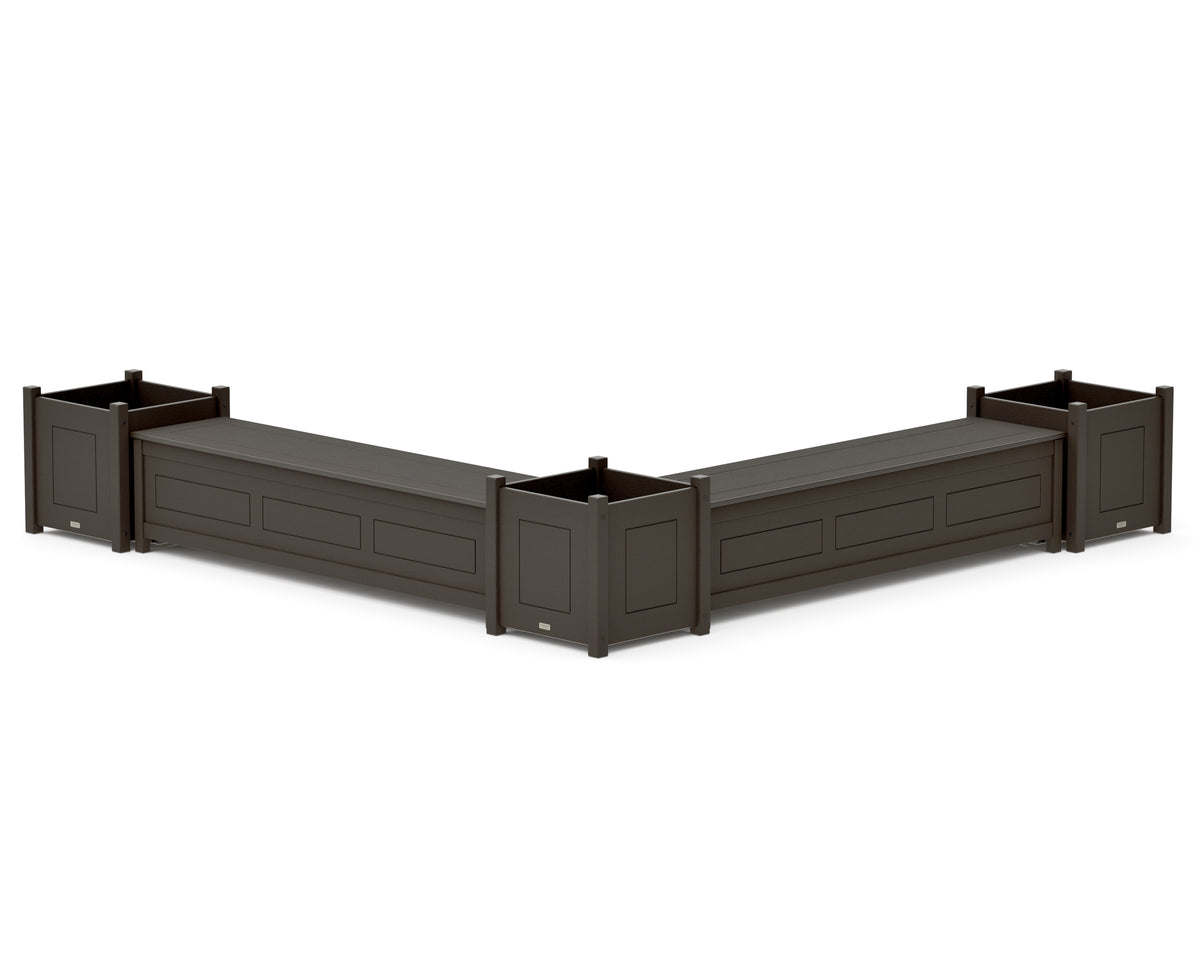 POLYWOOD 72" Country Living L-Shaped Planter Storage Bench Corner Set - Large in Vintage Coffee