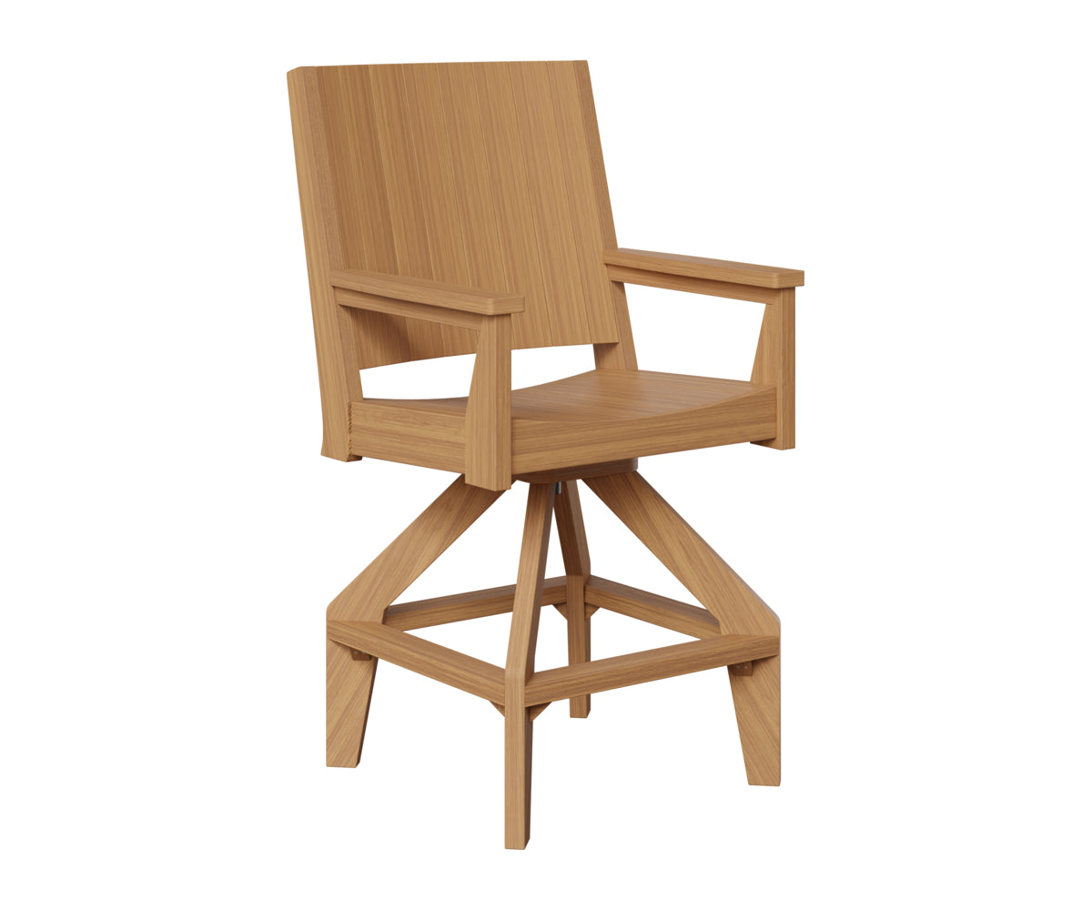 Berlin Gardens Mayhew Chat Swivel Bar Chair in Natural Teak
