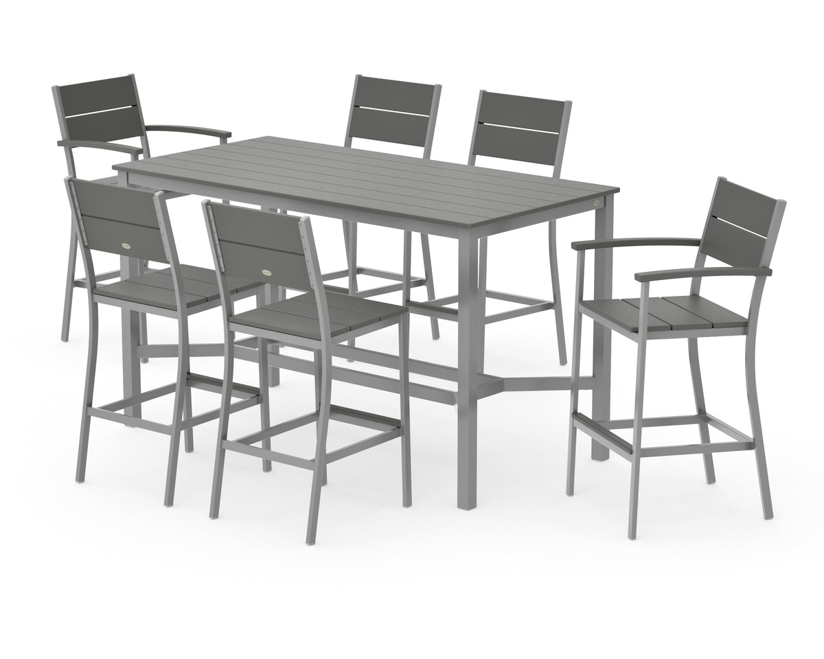 POLYWOOD Main Street 7-Piece Bar Set in Silver / Slate Grey