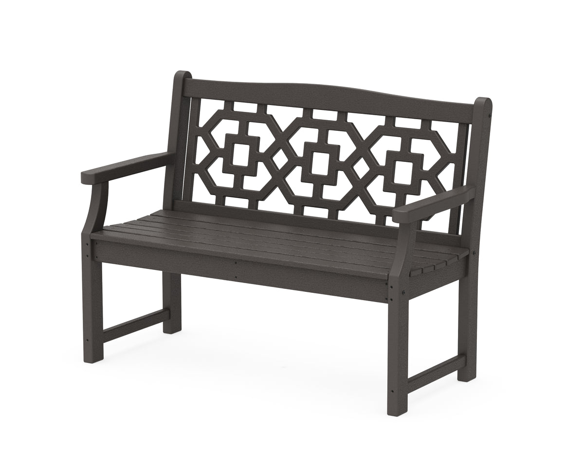POLYWOOD Chinoiserie 48" Garden Bench in Vintage Coffee