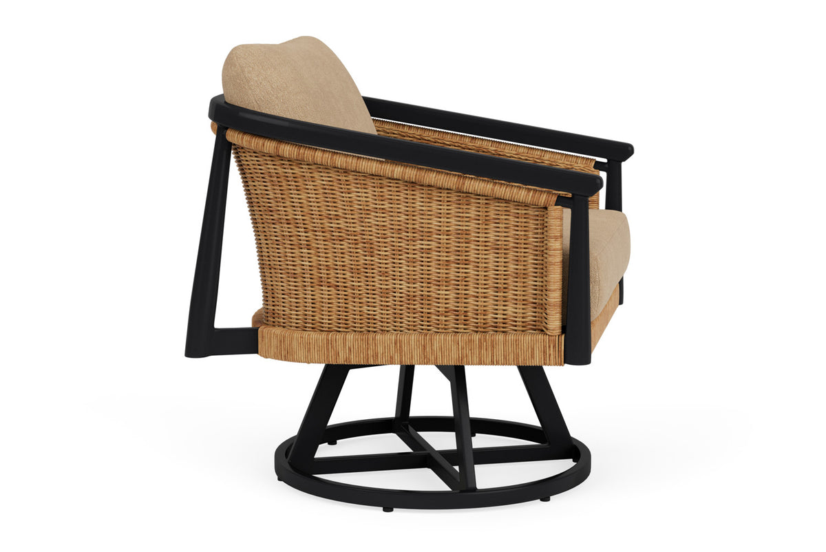 Lloyd Flanders Galloway Swivel Lounge Chair with Hayden Sand fabric, view 4