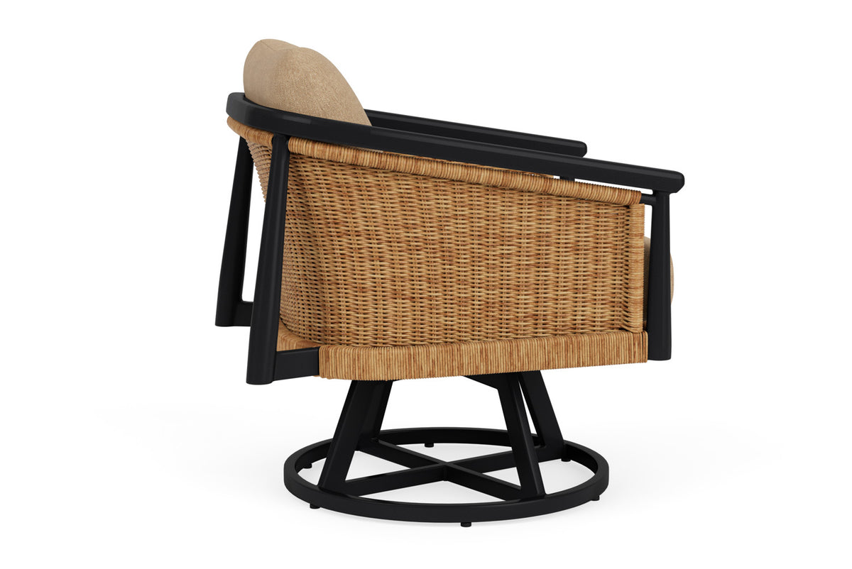 Lloyd Flanders Galloway Swivel Lounge Chair with Hayden Sand fabric, view 5