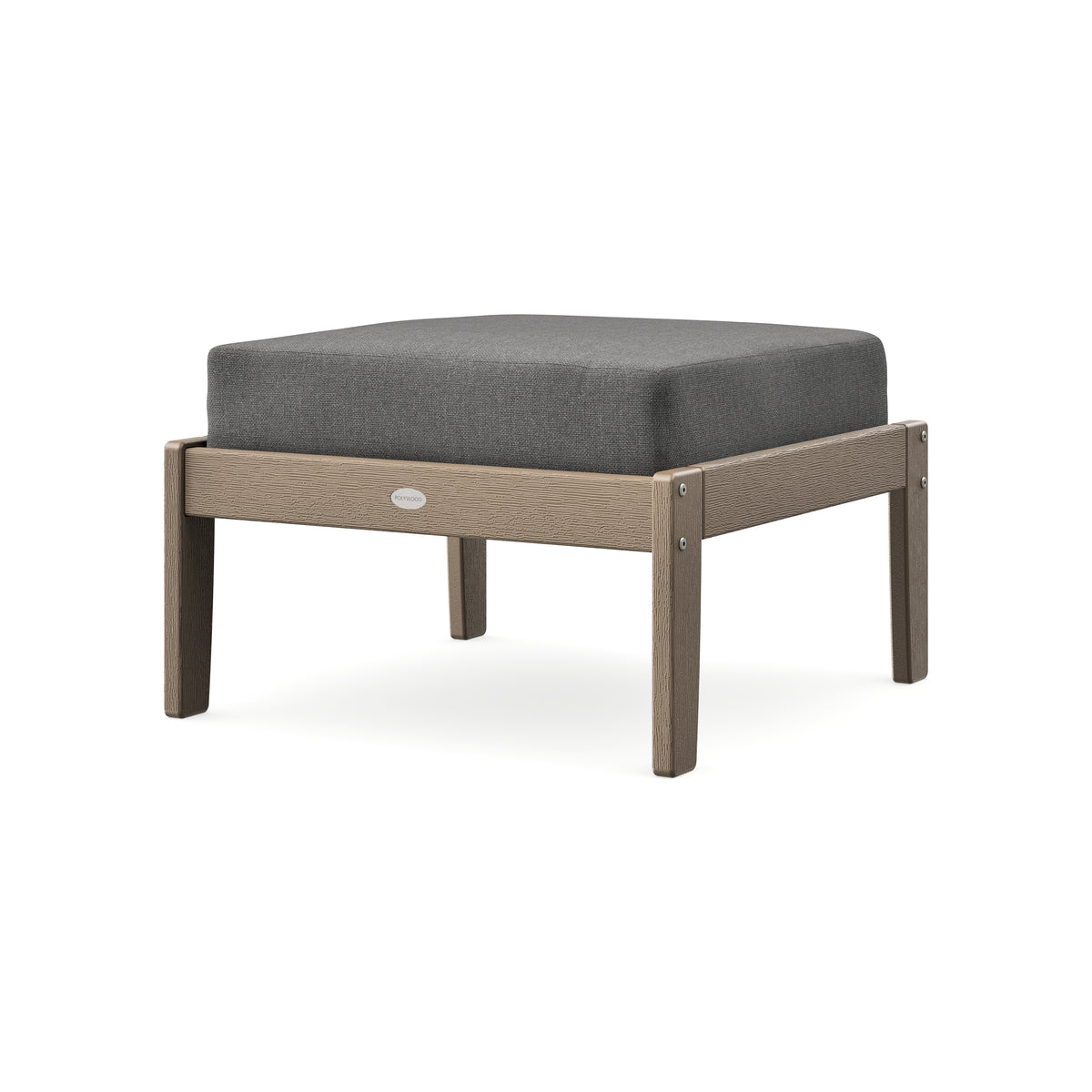 POLYWOOD Braxton Deep Seating Ottoman in Vintage Sahara / Ash Charcoal