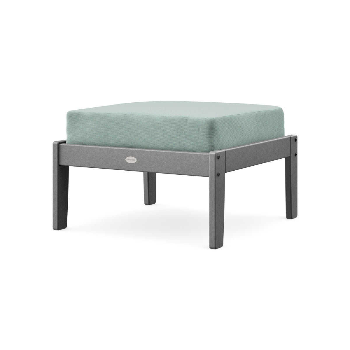 POLYWOOD Braxton Deep Seating Ottoman in Slate Grey / Spa