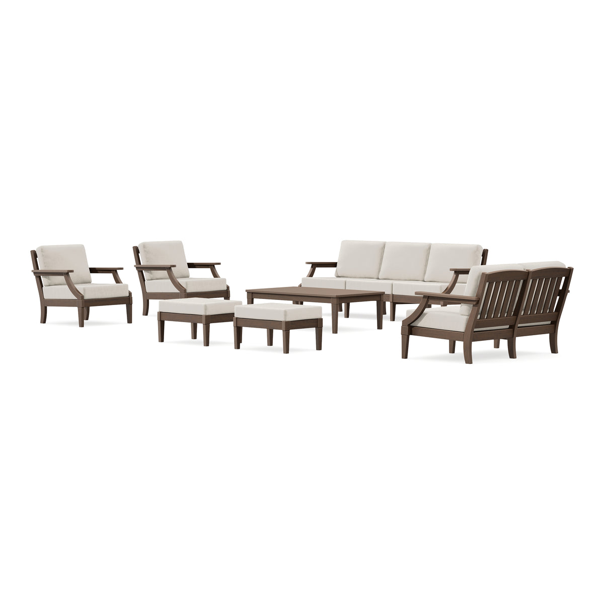 POLYWOOD PW Designer Series Estate 7-Piece Lounge Sofa Set in Kona / Dune Burlap