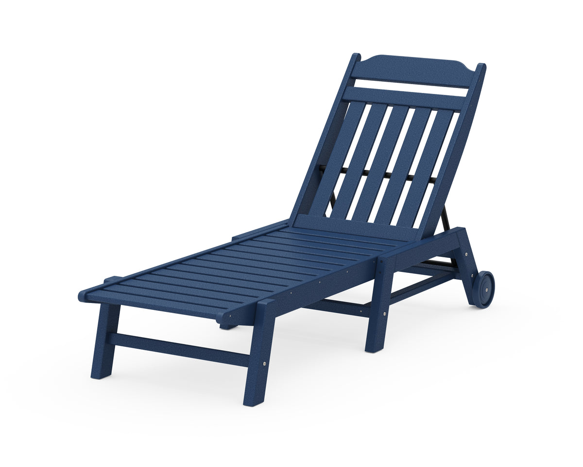POLYWOOD Cottage Chaise with Wheels in Navy