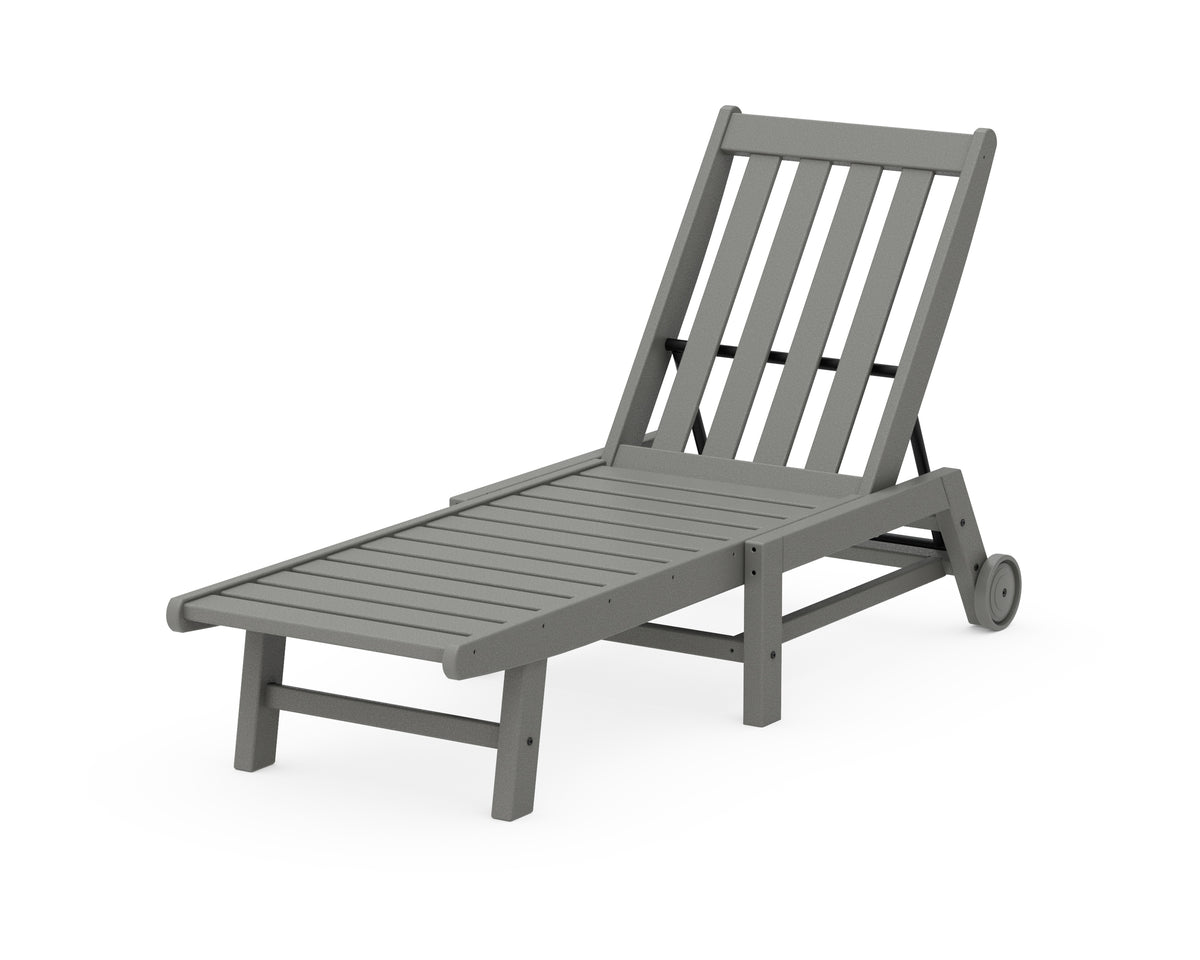 POLYWOOD Vineyard Chaise with Wheels in Slate Grey