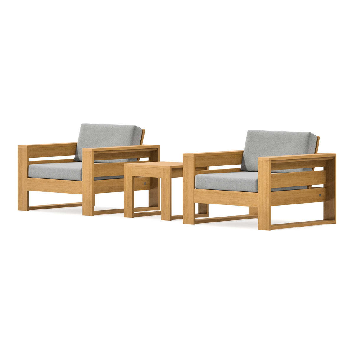 POLYWOOD PW Designer Series Latitude 3-Piece Lounge Chair Set in Natural / Grey Mist