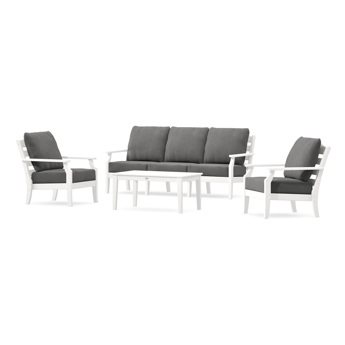 POLYWOOD Savannah 4-Piece Deep Seating Set with Sofa in White
