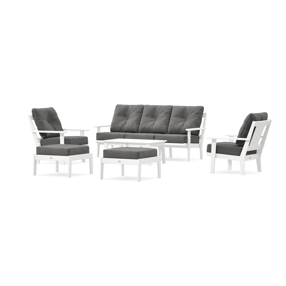 POLYWOOD Prairie 6-Piece Lounge Sofa Set in White
