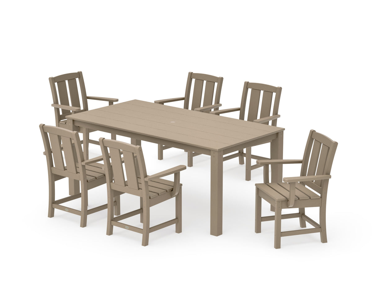 POLYWOOD Mission Arm Chair 7-Piece Parsons Dining Set in Vintage Sahara