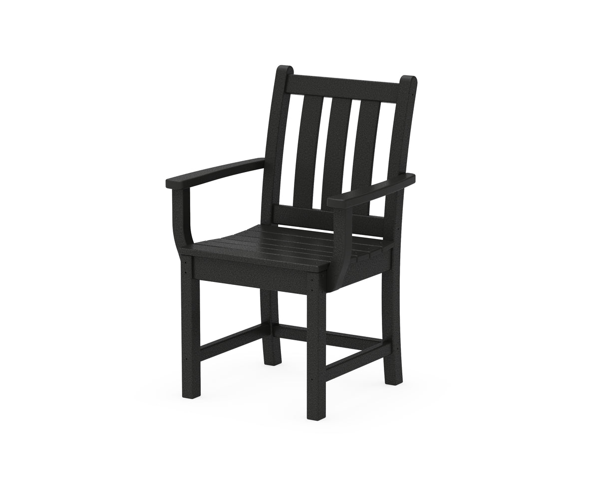 POLYWOOD Traditional Garden Dining Arm Chair in Black