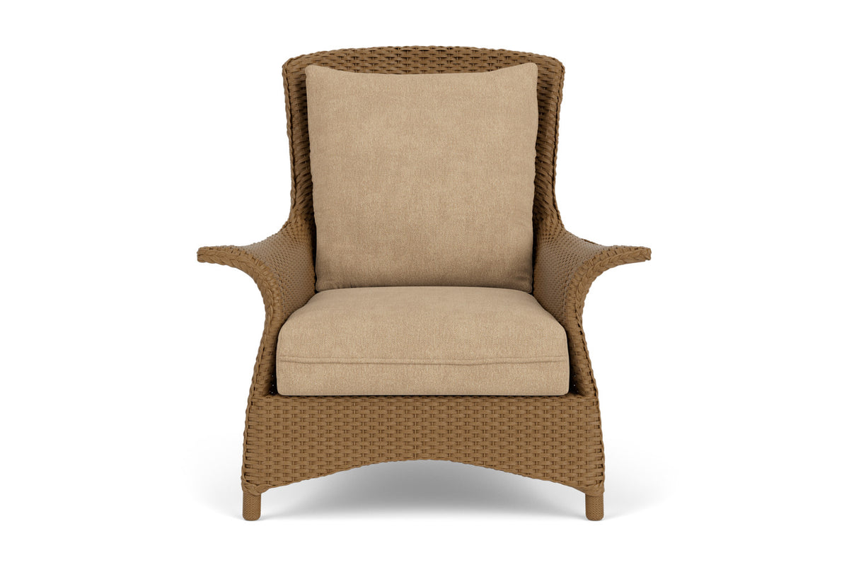 Lloyd Flanders Mandalay Lounge Chair in Hickory with Hayden Sand fabric