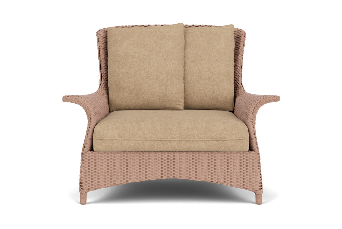 Lloyd Flanders Mandalay Chair and a Half in Rosewood with Hayden Sand fabric