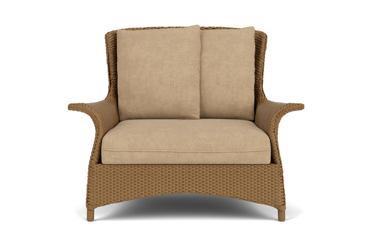 Lloyd Flanders Mandalay Chair and a Half in Hickory with Hayden Sand fabric