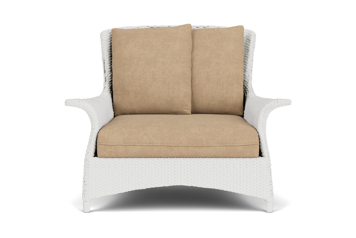 Lloyd Flanders Mandalay Chair and a Half in Matte White with Hayden Sand fabric