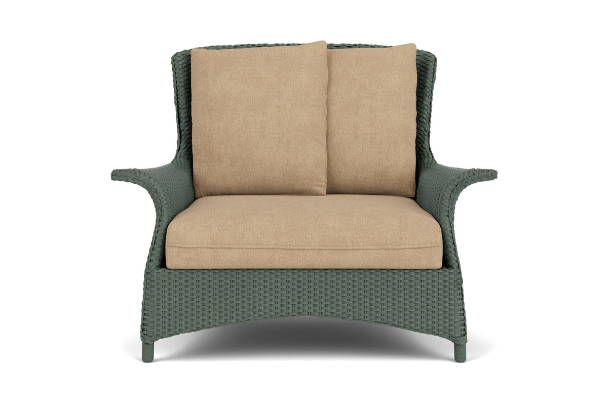 Lloyd Flanders Mandalay Chair and a Half in Spruce with Hayden Sand fabric