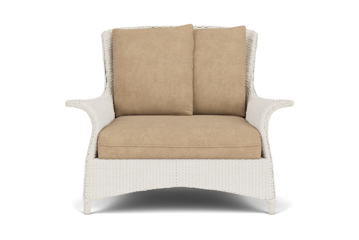 Lloyd Flanders Mandalay Chair and a Half in Antique White with Hayden Sand fabric
