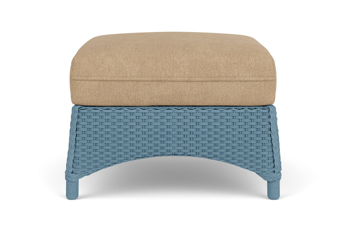 Lloyd Flanders Mandalay Ottoman in Stillwater with Hayden Sand fabric