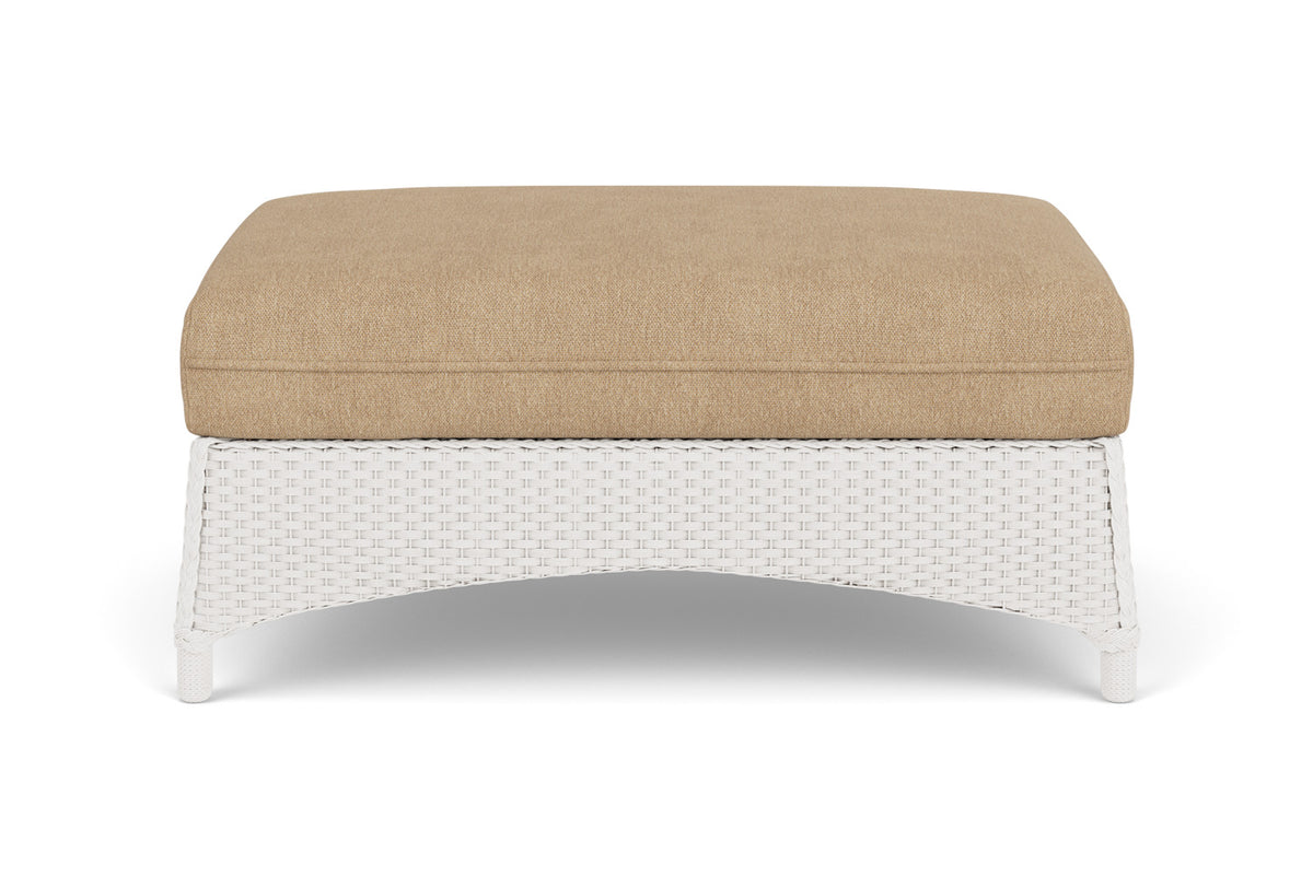 Lloyd Flanders Mandalay Large Ottoman in White with Hayden Sand fabric