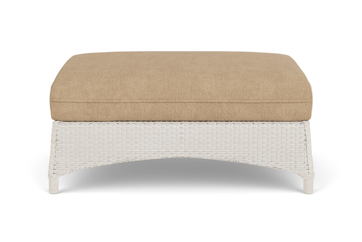 Lloyd Flanders Mandalay Large Ottoman in Antique White with Hayden Sand fabric