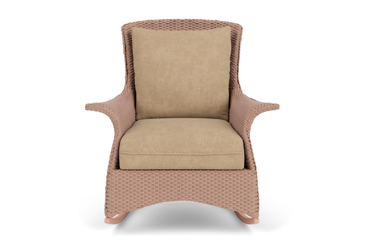 Lloyd Flanders Mandalay Lounge Rocker in Rosewood with Hayden Sand fabric